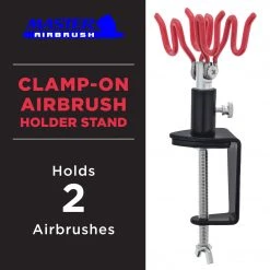 Master Airbrush Clamp-On Airbrush Holder Stand Holds 2 Airbrushes, Table Or Bench Top Mount Airbrush Stands & Holders