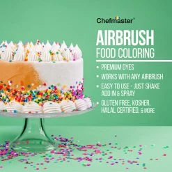 Master Airbrush Cake Decorating Airbrushing System Kit With A 4 Color Chefmaster Food Coloring Set - G22 Gravity Feed Airbrush, Air Compressor, Guide Booklet Cake Decorating Systems