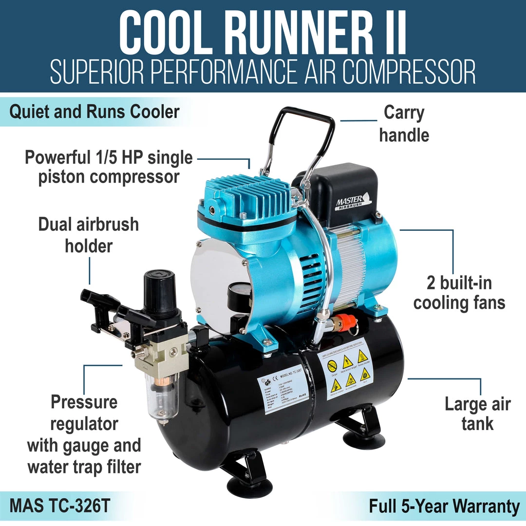 Master Airbrush Cake Decorating Airbrushing System Kit With 12 Color Food Coloring Set - G22 Gravity Feed, G76 Trigger Airbrush, Air Tank Compressor, Guide Booklet 6 Master Airbrush Cake Decorating Airbrushing System Kit With 12 Color Food Coloring Set - G22 Gravity Feed, G76 Trigger Airbrush, Air Tank Compressor, Guide Booklet