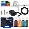 Master Airbrush Cake Decorating Airbrushing System Kit With A Set Of 4 Food Colors, Gravity Feed Dual-Action Airbrush, Air Compressor, Hose, Case And How-To Guide