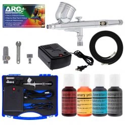 Master Airbrush Cake Decorating Airbrushing System Kit With A Set Of 4 Food Colors, Gravity Feed Dual-Action Airbrush, Air Compressor, Hose, Case And How-To Guide