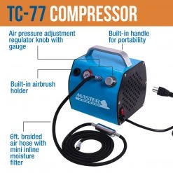 Master Airbrush Cake Decorating 3 Airbrush Kit With G22, S68, E91 Airbrushes, Quiet High Performance Compact Airbrush Compressor, 2 Hoses & 12 Color Food Coloring Set Cake Decorating Systems