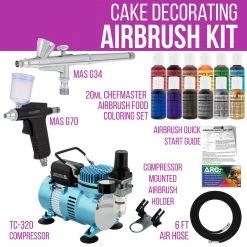 Master Airbrush Cake Decorating Systems Deluxe Cake Decorating Airbrushing System Kit With 2 Gravity Feed Airbrushes, Set Of 12 Food Colors, Dual Fan Air Compressor - How To Guide