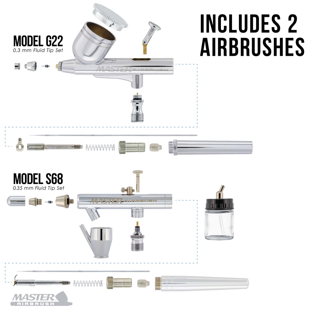 Master Airbrush 2 Airbrush Nail System Kit With 12 Paint Color Set, High Performance Single-Piston Airbrush Air Compressor 5 Master Airbrush 2 Airbrush Nail System Kit With 12 Paint Color Set, High Performance Single-Piston Airbrush Air Compressor