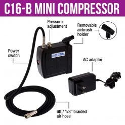 Master Airbrush Cake Decorating Airbrushing System Kit With A Set Of 12 Food Colors, Air Compressor, And How-To-Airbrush Guide Booklet