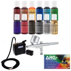 Master Airbrush Cake Decorating Airbrushing System Kit With A Set Of 12 Food Colors, Air Compressor, And How-To-Airbrush Guide Booklet