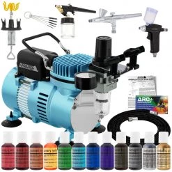 Master Airbrush Cake Decorating Systems Cool Runner II Dual Fan Air Compressor Pro Cake Decorating System Kit With 3 Airbrushes, 12 Color Food Coloring Set - How-To Guide