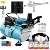 Master Airbrush Cool Runner II Dual Fan Air Compressor Custom Body Art System With Gravity Feed Airbrush, 4 Color Temp Tattoo Paint Set, 100 Stencils, Self-Adhesive Face & Body Art Systems
