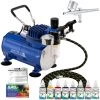 Master Airbrush Face & Body Art Airbrush Kit With G22 Airbrush, Single-Piston Airbrush Air Compressor, Air Hose & 8 Custom Body Art Water Based Face Paint Colors Face & Body Art Systems