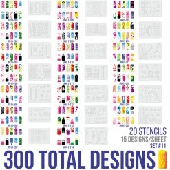 Master Airbrush Airbrush Nail Stencils - Design Series Set # 11 Includes 20 Individual Nail Templates With 13 Designs Each For A Total Of 260 Designs Of Series #11