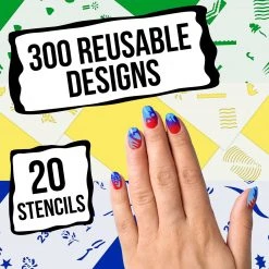 Master Airbrush Airbrush Nail Stencils - Design Series Set # 12 Includes 20 Individual Nail Templates With 18 Designs Each For A Total Of 360 Designs Of Series #12