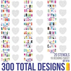 Master Airbrush Airbrush Nail Stencils - Design Series Set # 14 Includes 20 Individual Nail Templates With 16 Designs Each For A Total Of 320 Designs Of Series #14