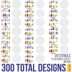 Master Airbrush Airbrush Nail Stencils - Design Series Set # 16 Includes 20 Individual Nail Templates With 13 Designs Each For A Total Of 260 Designs Of Series #16