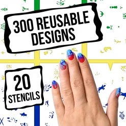 Master Airbrush Airbrush Nail Stencils - Design Series Set # 9 Includes 20 Individual Nail Templates With 15 Designs Each For A Total Of 300 Designs Of Series #9