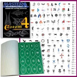 Master Airbrush Temporary Tattoo Stencils Booklet Set 4 With 160 Different Self-Adhesive Reusable Stencil Designs Airbrush Tattoo Stencils