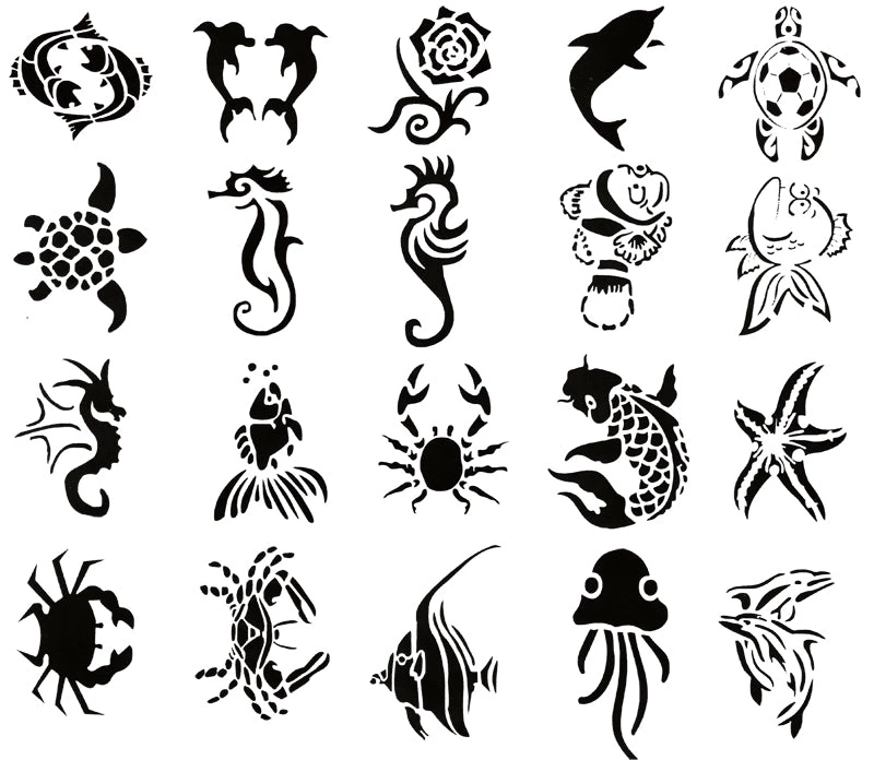 Master Airbrush Self Adhesive Airbrush Tattoo Stencil Set 56 Book Of 20 Sea Creatures Designs Airbrush Tattoo Stencils 3 Master Airbrush Self Adhesive Airbrush Tattoo Stencil Set 56 Book Of 20 Sea Creatures Designs Airbrush Tattoo Stencils