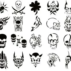 Master Airbrush Airbrush Tattoo Stencils Self Adhesive Airbrush Body Tattoos Stencil Set Book Of 20 Skull Designs