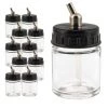 10 Pack Of Master Airbrush TB-002 3/4 Oz Glass Jar Bottles With 30 Degree Down Angle Adaptor Lid Assembly - Dual-Action Siphon Airbrush Cups & Jars