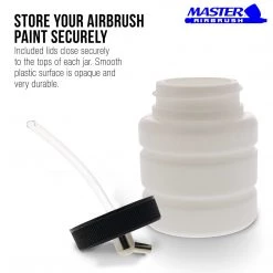 10 Pack Master Airbrush TB-004, 2.7oz Plastic Jar Bottles With 60Â­ Down Angle Adaptor Lid Assembly, Single-Action Siphon Airbrush Cups & Jars