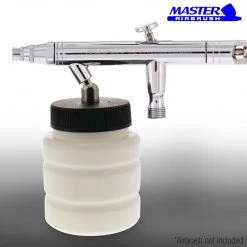 10 Pack Master Airbrush TB-006, 2.7 Oz Plastic Jar Bottles With 30 Degree Down Angle Adaptor Lid Assembly, Dual-Action Siphon Airbrush Cups & Jars