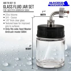 Master Airbrush Brand Box Of 10-each TB-007 Empty 3/4-Ounce, (22cc) Glass Bottle For SB84 Side-Feed Mount Airbrush Airbrush Cups & Jars