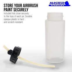 10 Pack Master Airbrush TB-008, 2.7oz Plastic Jar Bottles With 30° Degrees Down Angle Adaptor Lid Assembly, Single-Action Siphon