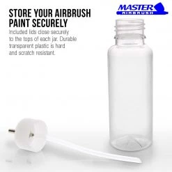 10 Pack Master Airbrush TB-009, 3.4oz Plastic Jar Bottles With 30 Degrees Down Angle Adaptor Lid Assembly, Dual-Action Siphon Airbrush Cups & Jars