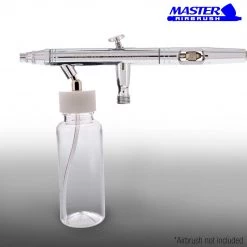 10 Pack Master Airbrush TB-009, 3.4oz Plastic Jar Bottles With 30 Degrees Down Angle Adaptor Lid Assembly, Dual-Action Siphon Airbrush Cups & Jars