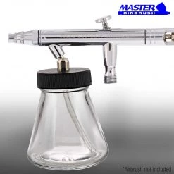 Master Airbrush Airbrush Cups & Jars (Pack Of 10) TB-010 Empty 2.7-Ounce (80cc) Glass Jar Bottles With 30 Degree­ Down Angle Adaptor Lid Assembly - Fits Dual-Action Siphon Feed Airbrushes