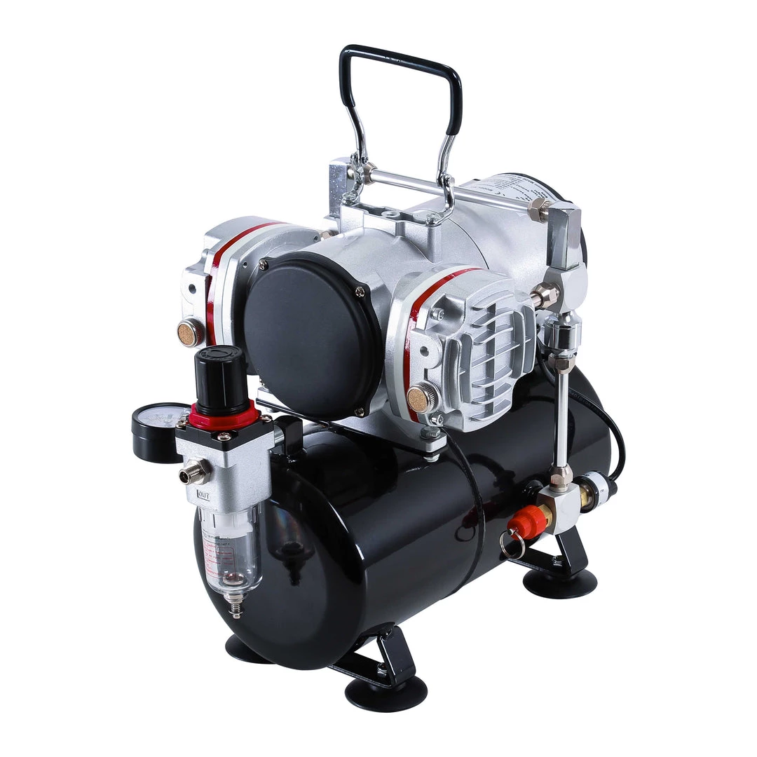 Master Airbrush Professional High Performance Twin Cylinder Piston Airbrush Air Compressor With Air Storage Tank, Regulator, Gauge & Water Trap Filter 3 Master Airbrush Professional High Performance Twin Cylinder Piston Airbrush Air Compressor With Air Storage Tank, Regulator, Gauge & Water Trap Filter