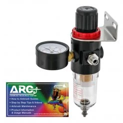 Master Airbrush Airbrush Compressor AIR Regulator With Water-trap Filter, Now Includes ARC Video Link Training Card