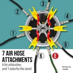 Master Airbrush Airbrush Stands & Holders 6 Station Airbrush Holder With Regulated Air Manifold That Can Hold Up To 8 Airbrushes