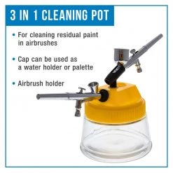 Master Airbrush Airbrush Cleaning Airbrush 3 In 1 Cleaning Pot With Holder With 4 Replacement Filters And A Paint Syringe