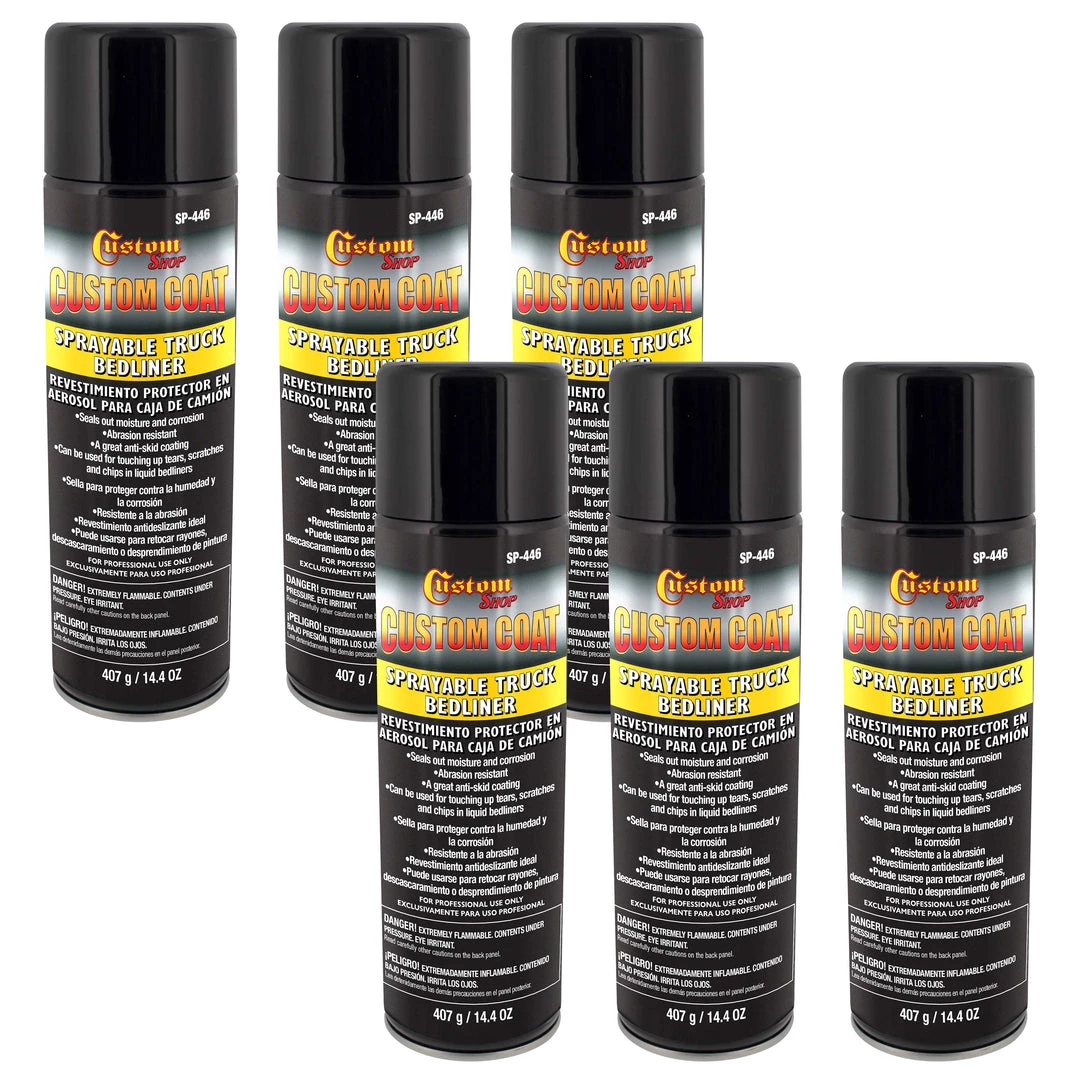 Custom Shop Custom Coat Sprayable Truck Bedliner 14.4 Ounce Spray Can - Black (Pack Of 6) Truck Bed Liner 3 Custom Shop Custom Coat Sprayable Truck Bedliner 14.4 Ounce Spray Can - Black (Pack Of 6) Truck Bed Liner