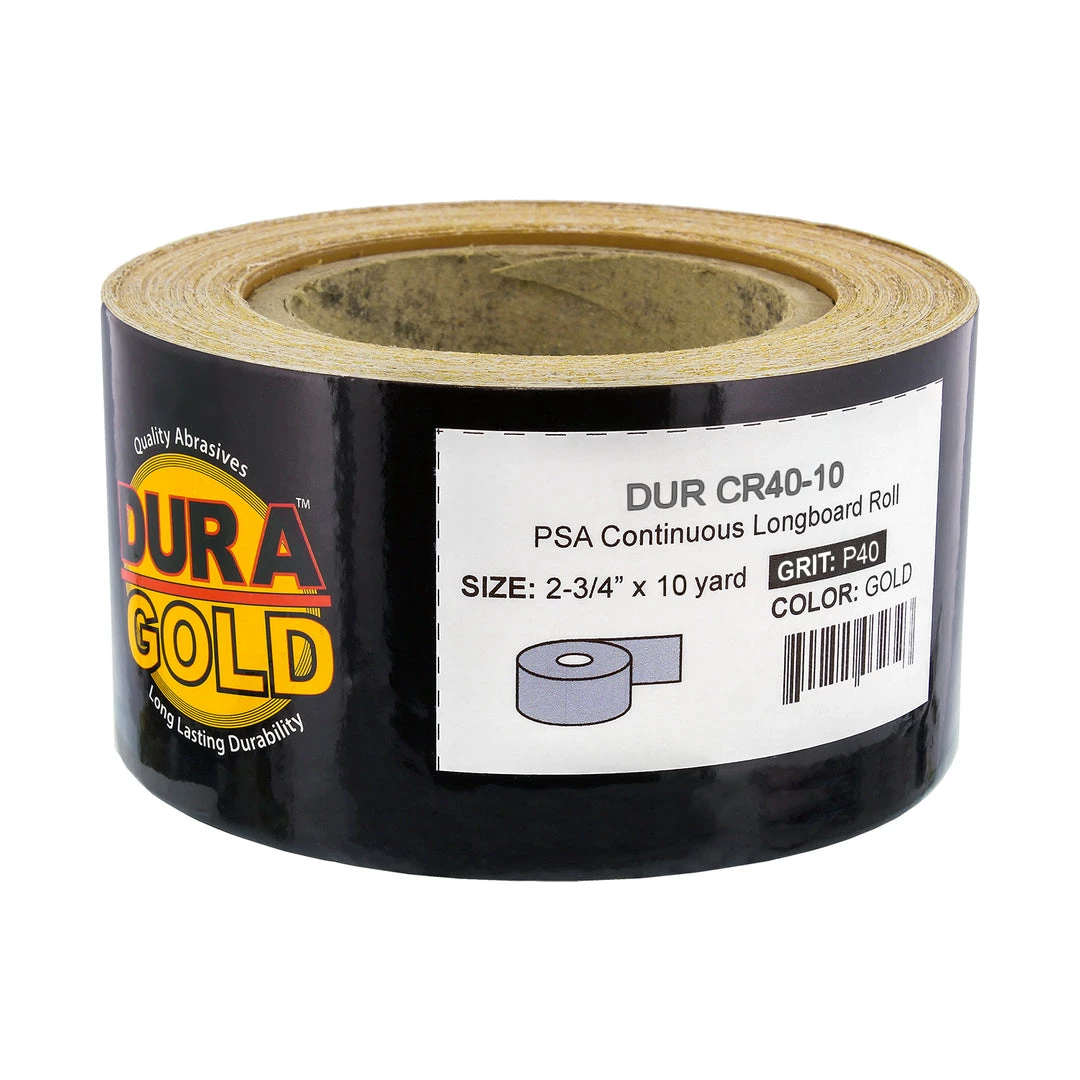 Dura-Gold 40 Grit Gold - Longboard Continuous Roll PSA Stickyback Self Adhesive Sandpaper 10 Yards Long By 2-3/4" Wide 4 Dura-Gold 40 Grit Gold - Longboard Continuous Roll PSA Stickyback Self Adhesive Sandpaper 10 Yards Long By 2-3/4" Wide