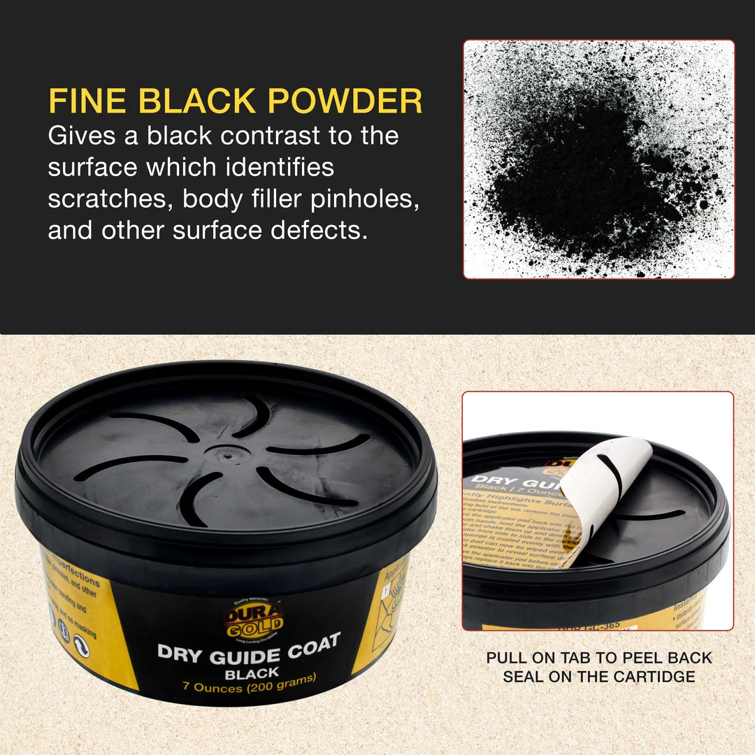 Dura-Gold Premium Black Dry Guide Coat Kit, 7 Ounces (200 Grams) - Powder That Instantly Highlights Auto Bodyshop Repair Surface Imperfections Defects Guide Coats 6 Dura-Gold Premium Black Dry Guide Coat Kit, 7 Ounces (200 Grams) - Powder That Instantly Highlights Auto Bodyshop Repair Surface Imperfections Defects Guide Coats