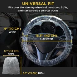 Dura-Gold 200 Piece Set Of Disposable Steering Wheel Covers And Gear Selector Shifter Knob Covers - Universal Fit, Clear Plastic With Elastic Bands