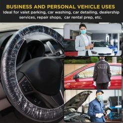 Dura-Gold 200 Piece Set Of Disposable Steering Wheel Covers And Gear Selector Shifter Knob Covers - Universal Fit, Clear Plastic With Elastic Bands