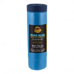 Dura-Gold 71" Wide X 65' Long Roll Pure Blue Pre-Taped Masking Film, Pre-Folded Overspray Paintable Plastic Protective Sheeting, Pull Down Drop Sheet