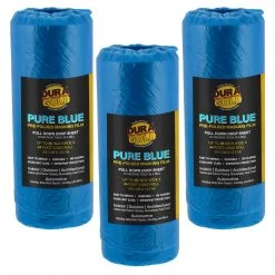 Dura-Gold 95" Wide X 44' Long Roll Of Pure Blue Pre-Folded Masking Film, 3 Pack - Overspray Paintable Plastic Protective Sheeting, Pull Down Drop Sheet
