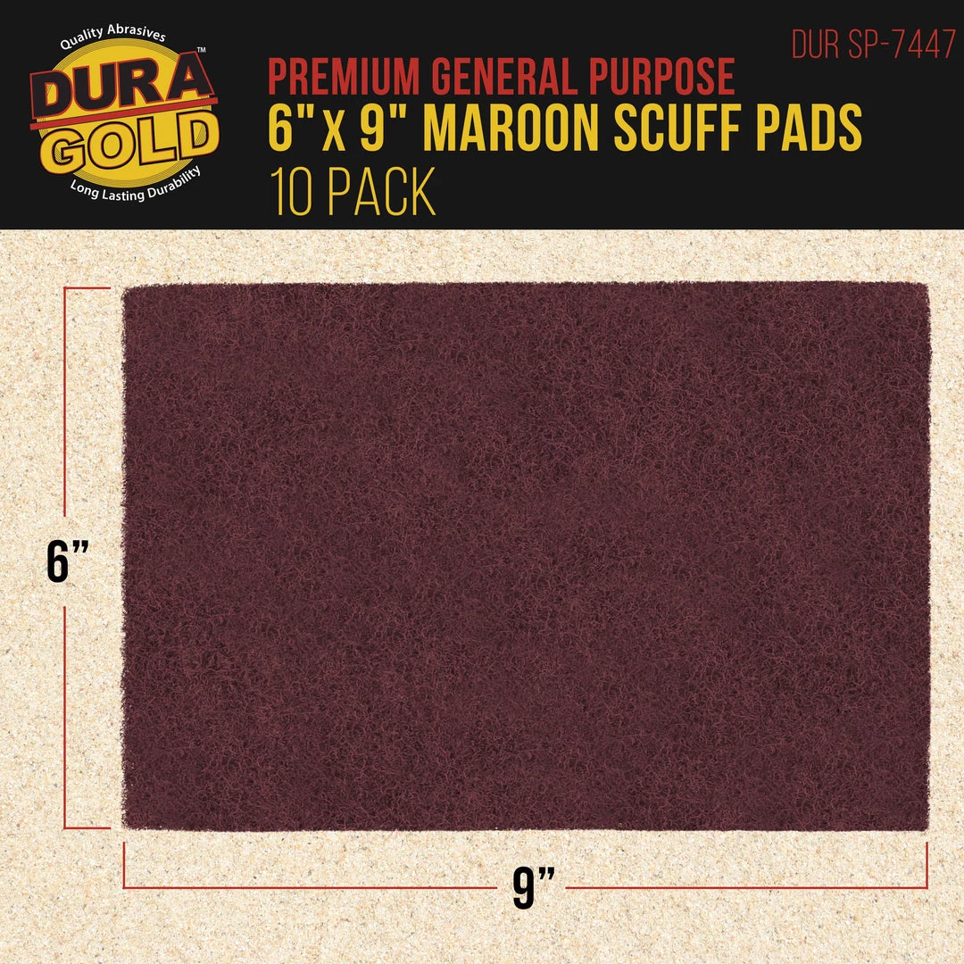Dura-Gold Premium 6" X 9" Maroon General Purpose Scuff Pads, Box Of 10 - Scuffing, Sanding, Surface Adhesion Preparation Paint Primer Auto Autobody Scuffpads 4 Dura-Gold Premium 6" X 9" Maroon General Purpose Scuff Pads, Box Of 10 - Scuffing, Sanding, Surface Adhesion Preparation Paint Primer Auto Autobody Scuffpads