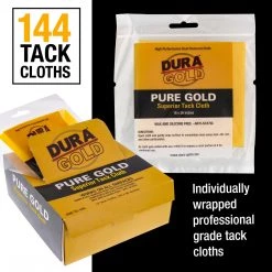 Dura-Gold - Pure Gold Superior Tack Cloths - Tack Rags (Case Of 144) - Woodworking And Painters Professional Grade - Removes Dust, Cleans Surfaces