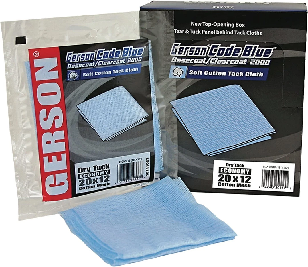 Gerson Code Blue Tack Cloths - 100% Bleached Cotton Gauze Substrate (Box Of 12 Cloths) 3 Gerson Code Blue Tack Cloths - 100% Bleached Cotton Gauze Substrate (Box Of 12 Cloths)