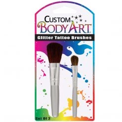 Custom Body Art Set Of 2 Glitter Tattoo Brushes; Blister Packed Alcohol-Based Body Paint