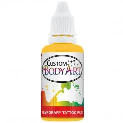 Custom Body Art Alcohol-Based Body Paint Yellow Airbrush Temporary Tattoo Body Paint Makeup, 1 Oz.