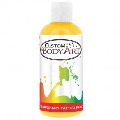 Custom Body Art Alcohol-Based Body Paint Yellow Airbrush Temporary Tattoo Body Paint Makeup, 8 Oz.