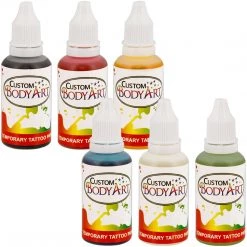 Custom Body Art 6 Color Kit Temporary Tattoo Airbrush Paint Body Ink Set Alcohol-Based Body Paint