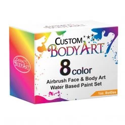 Custom Body Art 8 Secondary Color Airbrush Face & Body Water Based Painting Set, 1 Oz. Bottles