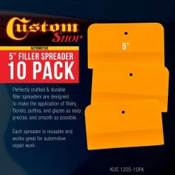 Custom Shop Spreaders & Filler Accessories 5 Inch Body Filler Spreaders For Automotive Body Fillers, Putties And Glazes - Easy, Precise, And Reusable Application - 10 Pack