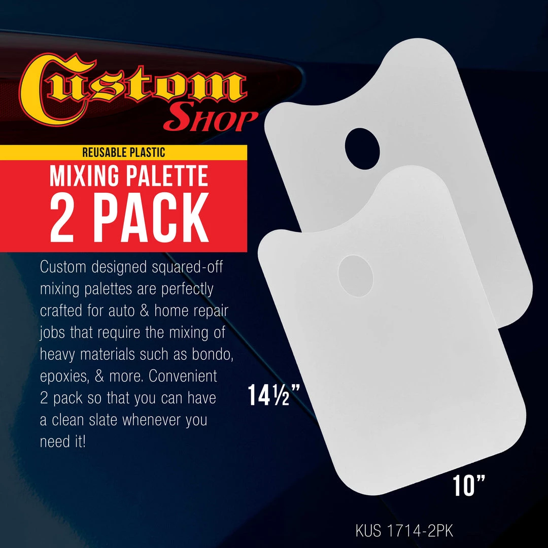 Custom Shop Plastic 14-1/2" X 10" Body Filler Mixing Board/Pallete - (Pack Of 2) 4 Custom Shop Plastic 14-1/2" X 10" Body Filler Mixing Board/Pallete - (Pack Of 2)